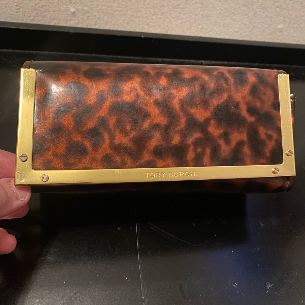 Tory Burch Tortoiseshell Pattern Glasses Case Wit… - image 1